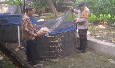 Bhabinkamtibmas-Desa-Wedoro-Dorong-Ketahanan-Pangan-Lewat-Penyuluhan-Budidaya-Ikan-Patin